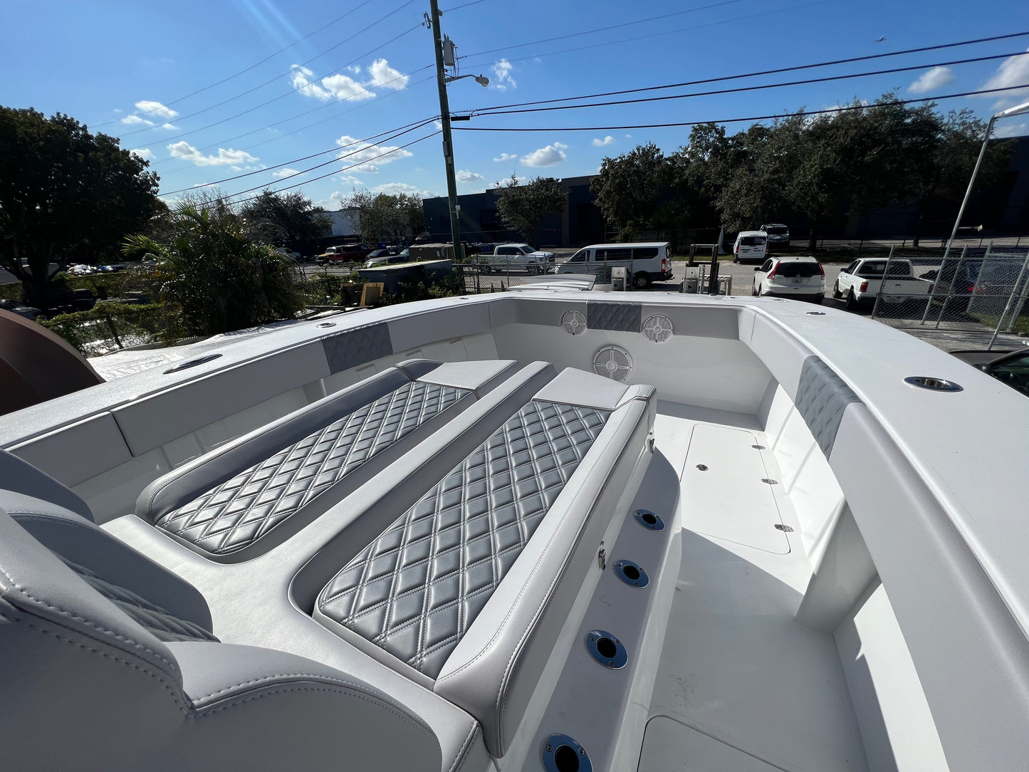 Triple helm center console and coffin box